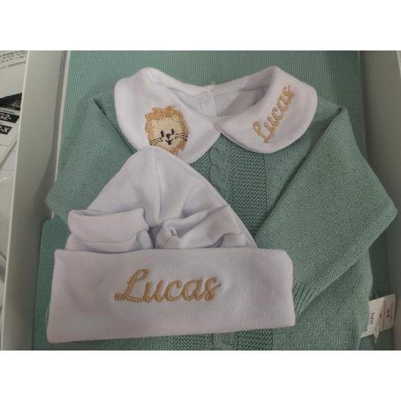 🛍️ Kit 3 peças: Body + touca + luvas personalizado  bebê menino menina pra saída maternid
