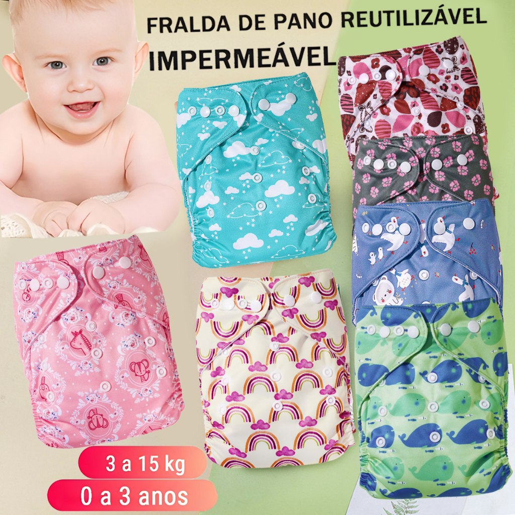 🛍️ Fralda Ecológica de Natação Infantil Reutilizável Ajustável Para Bebês Impermeável Con