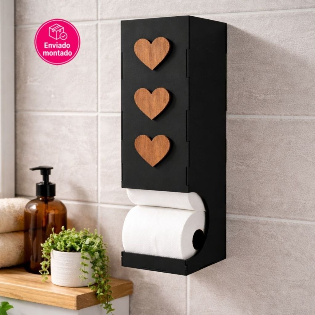 - Suporte Porta Papel Higiênico MDF Banheiro Nicho Organizador de Parede