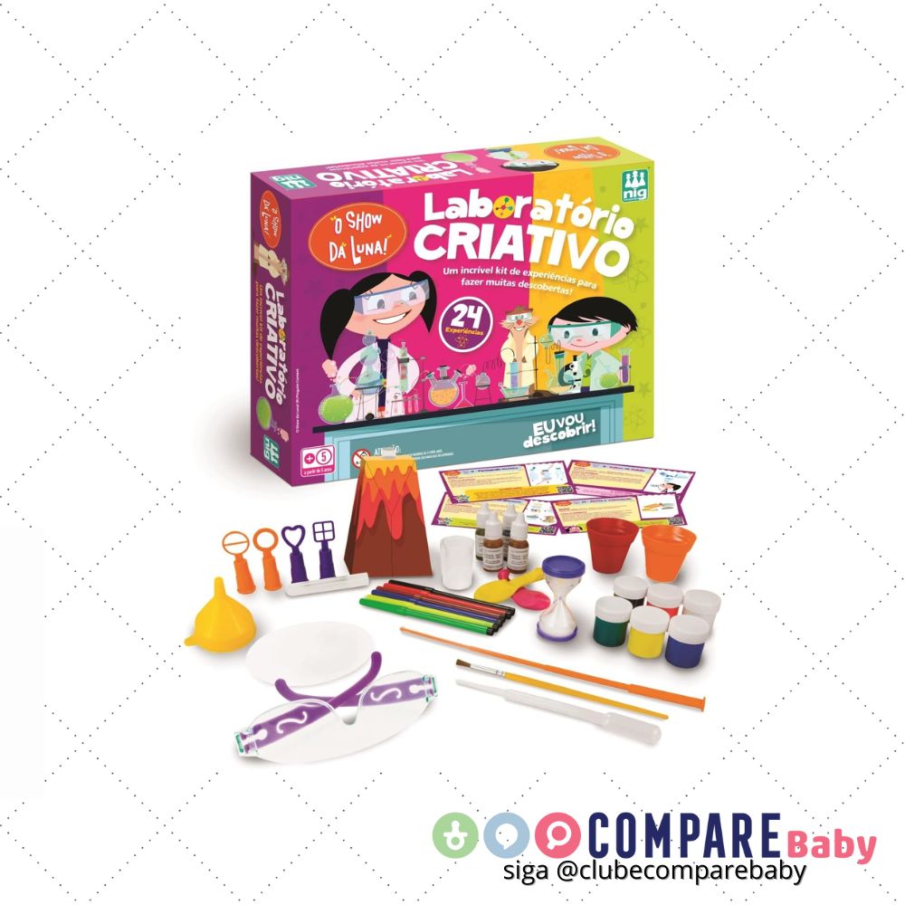 😍 Laboratório Show da Luna Criativo Infantil Kit com 24 Experimentos Super Divertidos, Ex