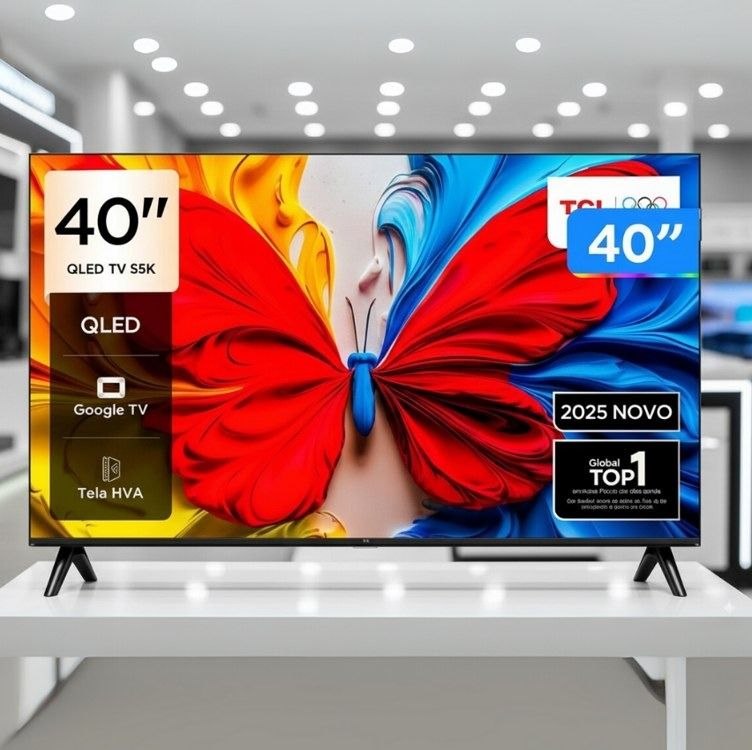 TCL, Smart TV, 40 Polegadas, HD QLED, WiFi, Bluetooth, Google TV, 2 HDMI, HDR10, Dolby Aud