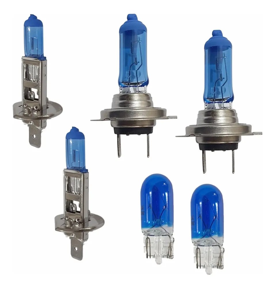 🔥 Kit 6 Lâmpadas Super Brancas H7 H1 T10 para Farol de Carro
