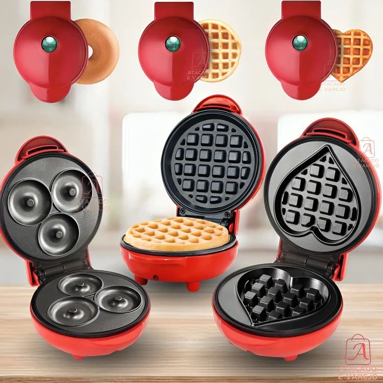 - Máquina Para Fazer Redonda/Coração/Donuts Waffles Em Forma Rosquinhas Pequena Portátil 3