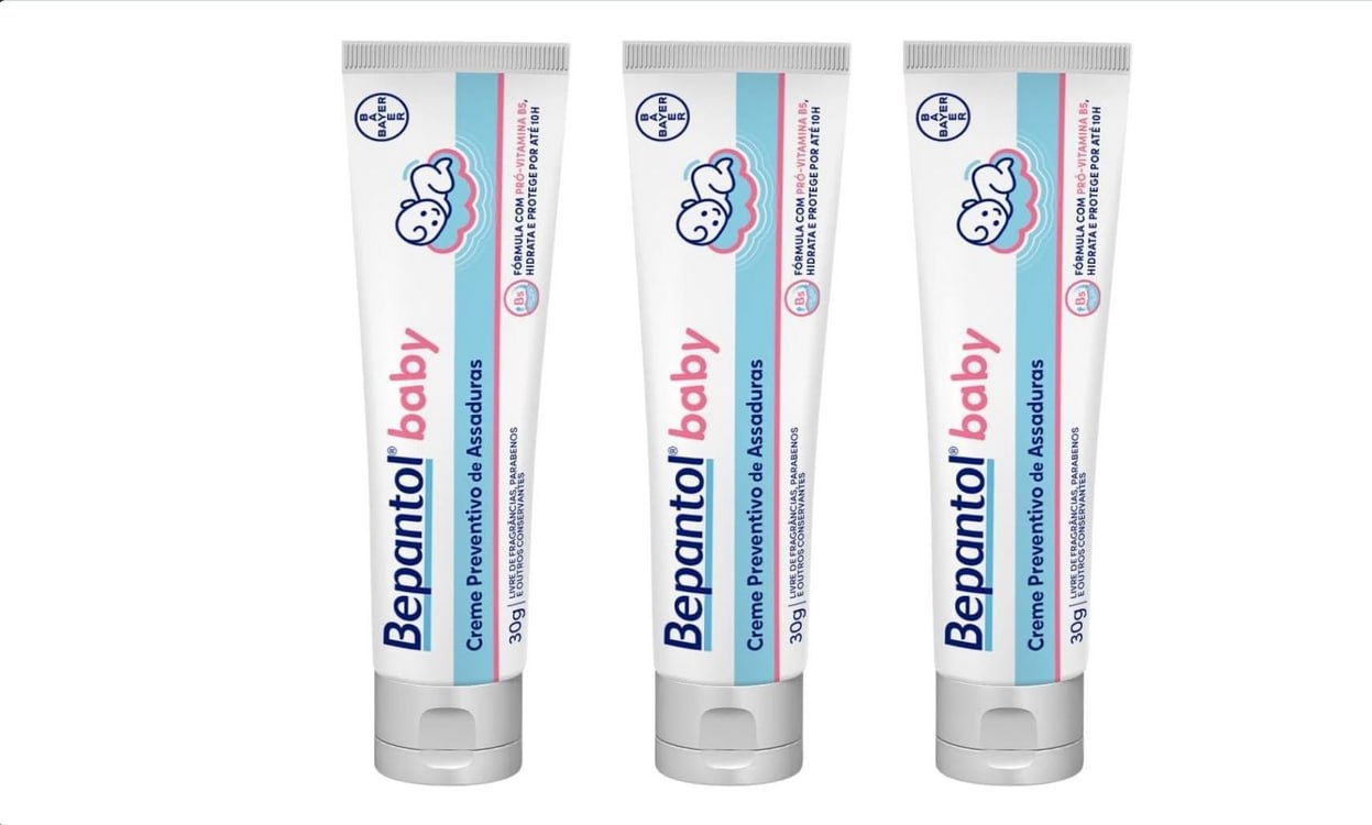 🫧 Kit 3 Cremes Pomadas de Assaduras Vit B5 com 30g cada, Total 90g - Bepantol Baby
