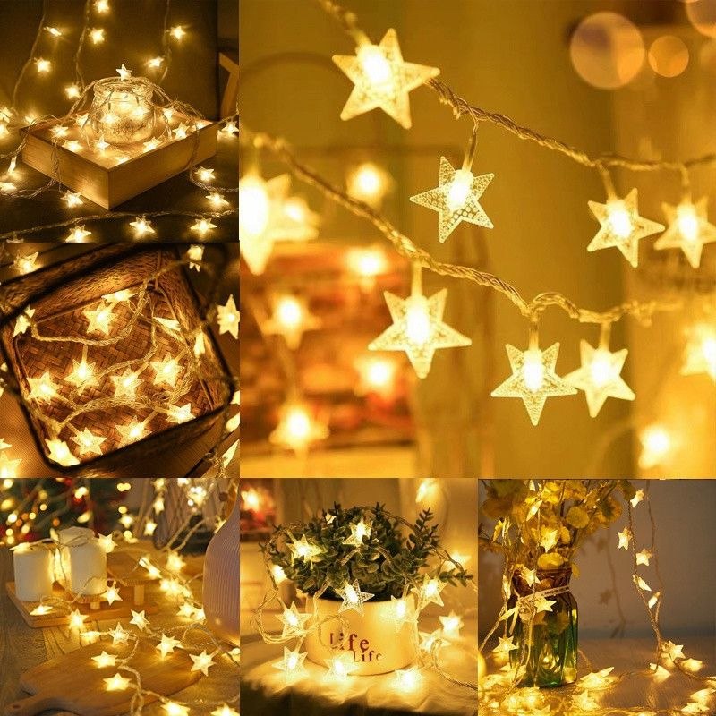 - Cordão LED Estrela USB 1.5M a 10M Luz de Fada Para Decoração Natal Quarto