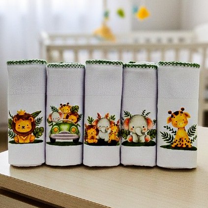 🛍️ Fralda de  Bebe Tecido Duplo / 100% algodão / Kit com 5 Unidades / Menina  e Menino /