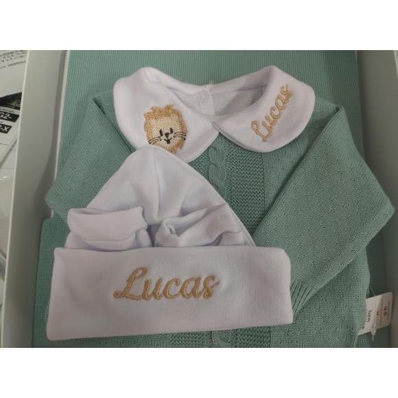 🛍️ Kit 3 peças: Body + touca + luvas personalizado  bebê menino menina pra saída maternid