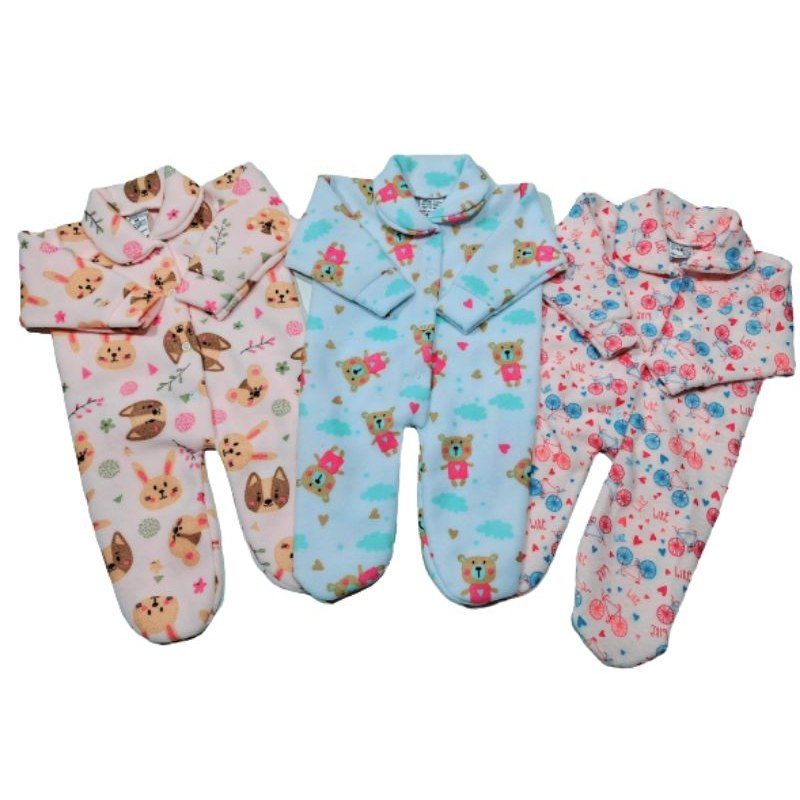 🛍️ KIT COM 3 MACACÕES BEBÊ SOFT QUENTINHO E MACIO- ESTAMPADO MENINO MENINA