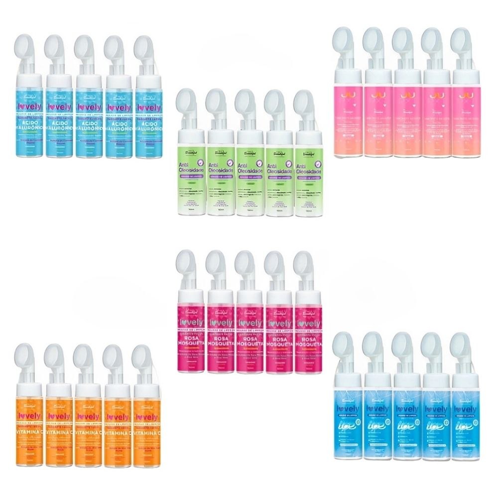 - Kit 05 Unidades Mousse de Limpeza Facial Face Beautiful