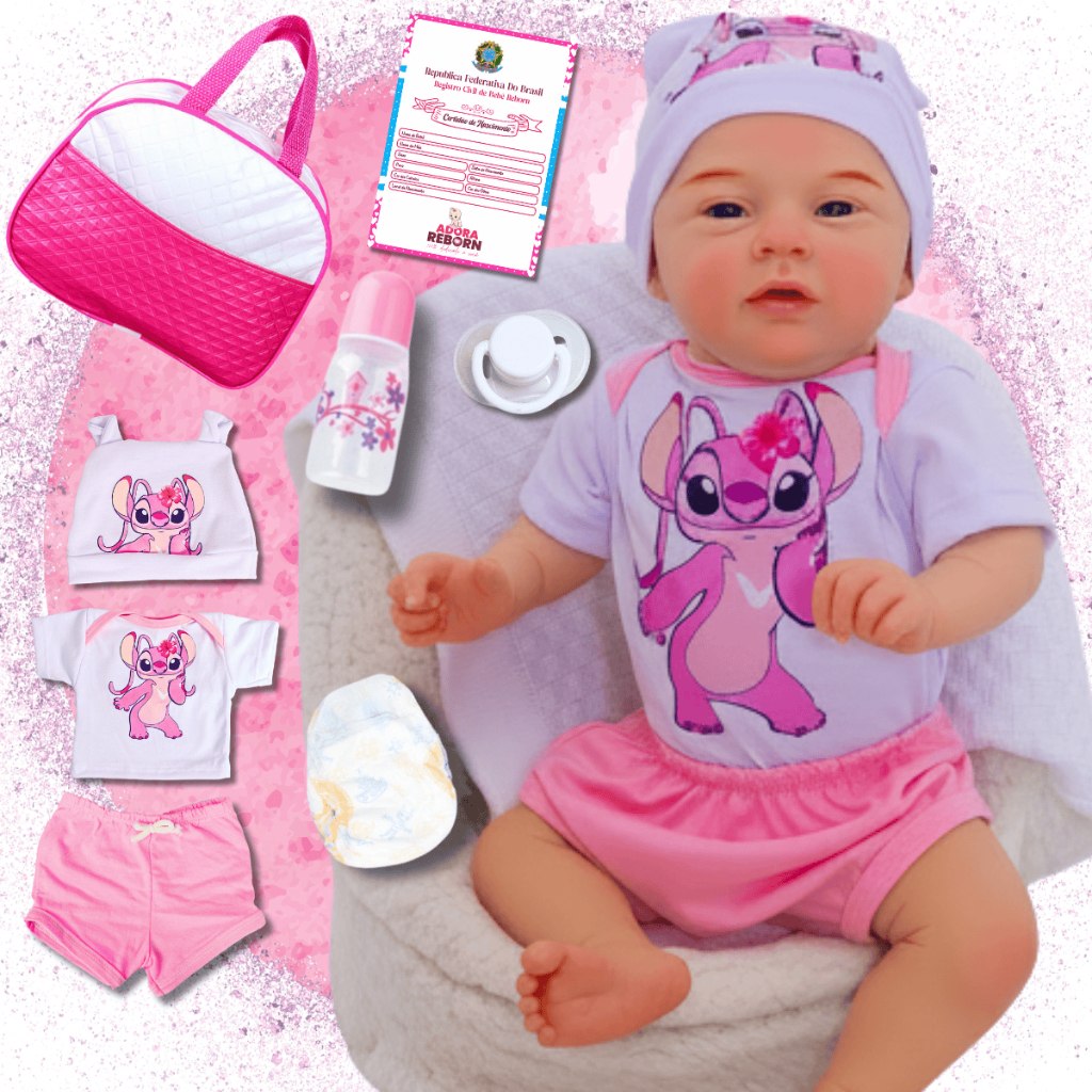 🛍️ Bebê Reborn Boneca Menina Realista Angel Original Corpinho Em Silicone Com Bolsa Mater