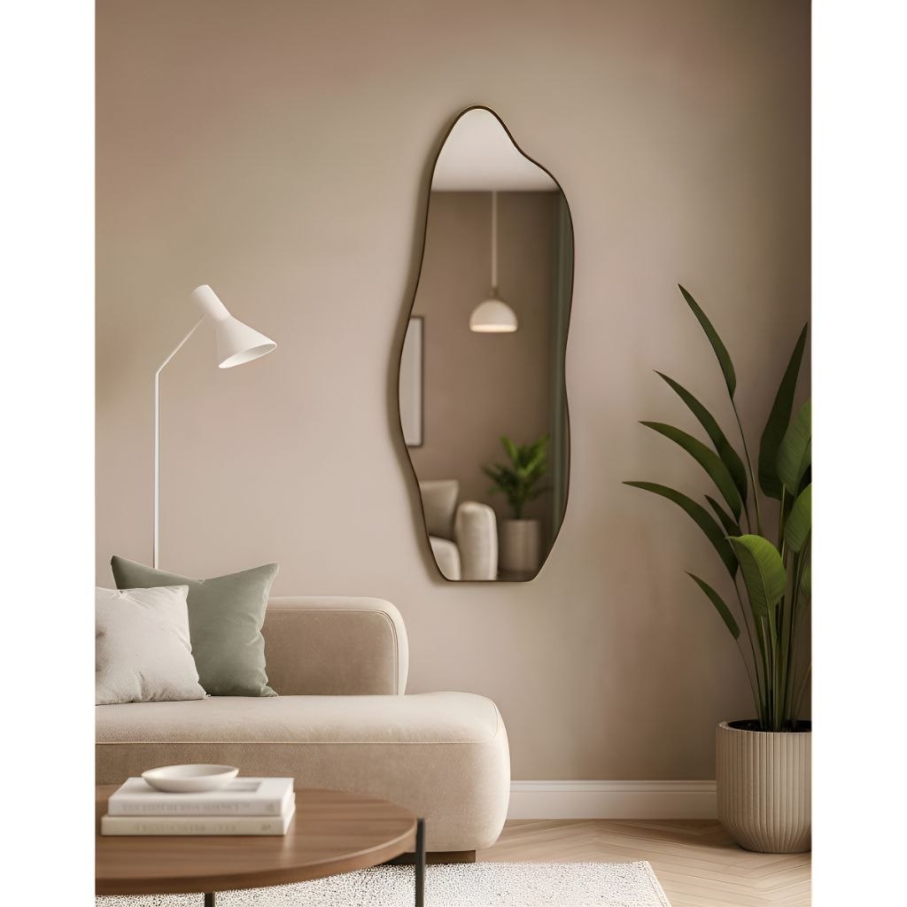 - Espelho Decorativos Couro 100cm x 35cm Quart Salão Hall Sala