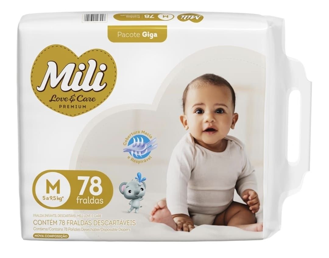 Fralda Mili Love & Care M 78 Unidades