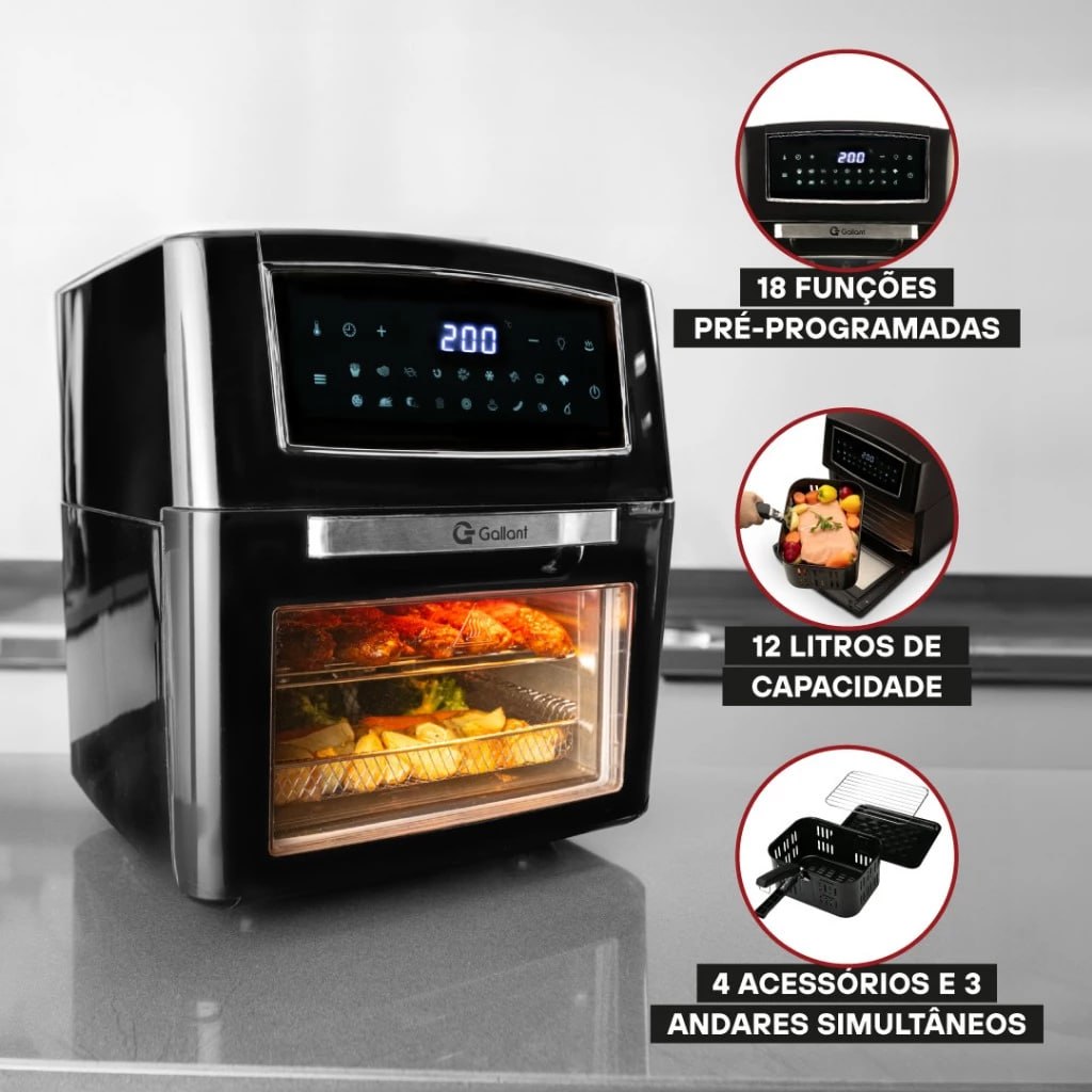 🍟Fritadeira Elétrica Air Fryer Oven 12L Gallant GFE12 Super Family 127V