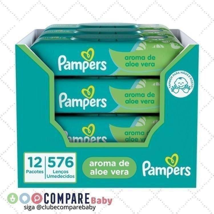 😍 Pampers Lenços Umedecidos Aroma de Aloe Vera 576 Unidades