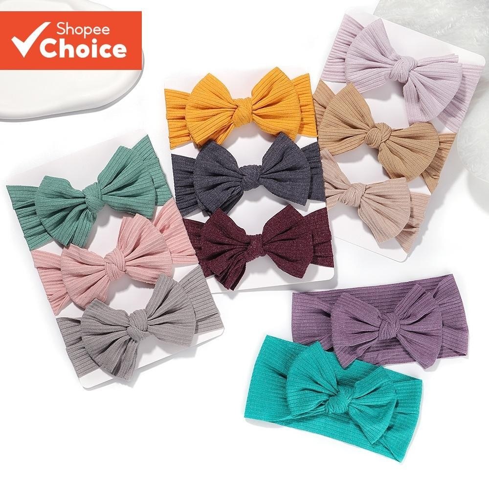 🛍️ 3 Pçs Bebê Menina Headbands Conjunto Macio Náilon Atado Arcos Acessórios De Cabelo Par