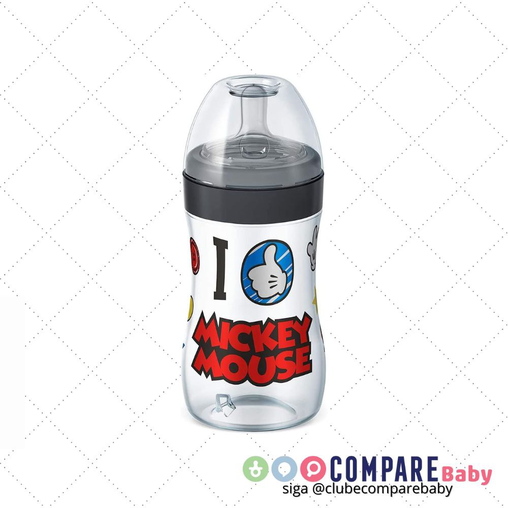 😍 Lillo Mamadeira Super Evolution Disney Silicone - Preto 300 Ml
