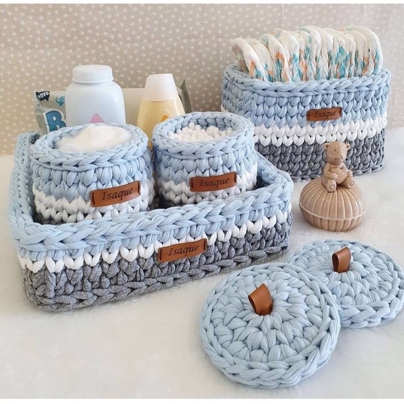 🛍️ kit Higiene bebê - 4 peças em fio de malha! personalizado