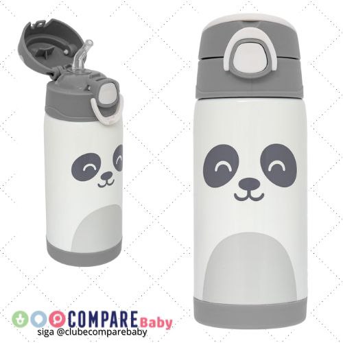 😍 Buba, Copo Térmico Parede Dupla Com Canudo 400ml Gumy Off White, Buba