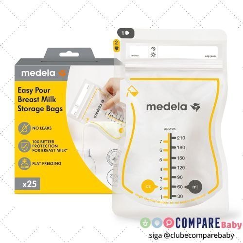 😍 Sacos para Armazenar Leite Materno Easy Pour Medela, 50 unidades, 210ml, Descartáveis,