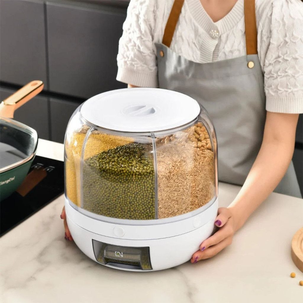 - DISPENSER DE ALIMENTOS GIRATORIO 6 DIVISOES - BRANCO
