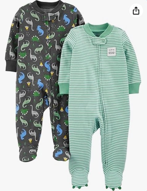 🫧 Macacão de dormir para bebês 2-pack 2-way Zip Cotton Footed Sleep and Play Simple Joys