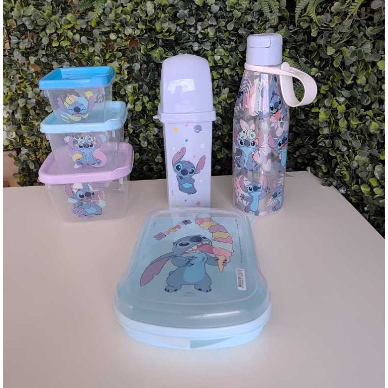 🛍️ Kit Stitch (4 itens), sanduicheira, trio connect, porta escova de dentes e garrafa par