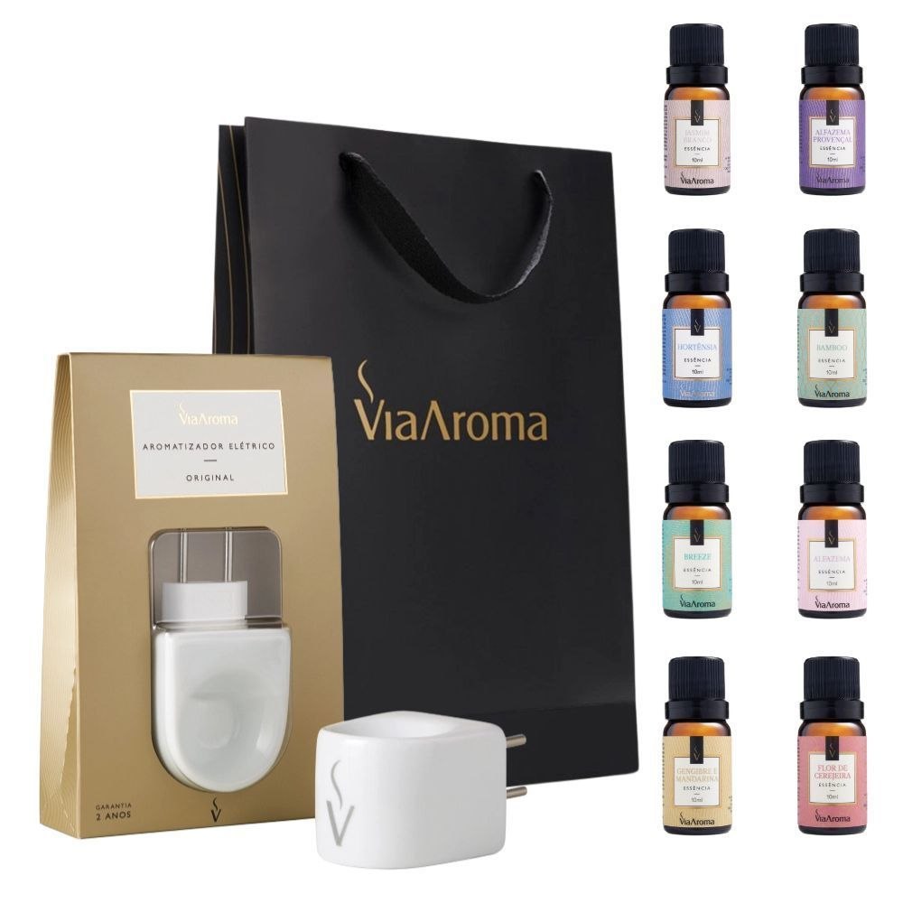 - Kit Difusor Aromatizador porcelana + 8 Essências Sortidas - Via Aroma