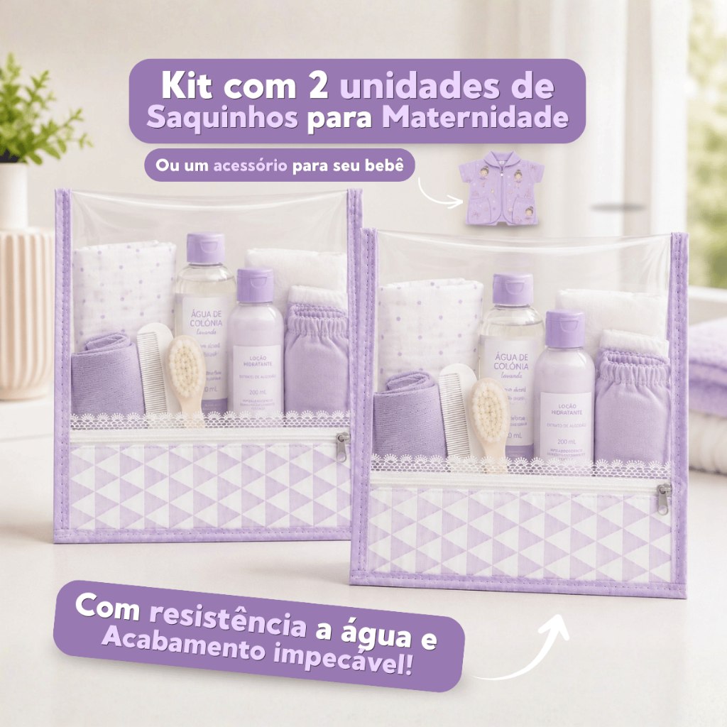 🛍️ Kit com 2 unidades de Saquinhos Para Maternidade ou Um Acessório (Roupinha, Fraldas, e