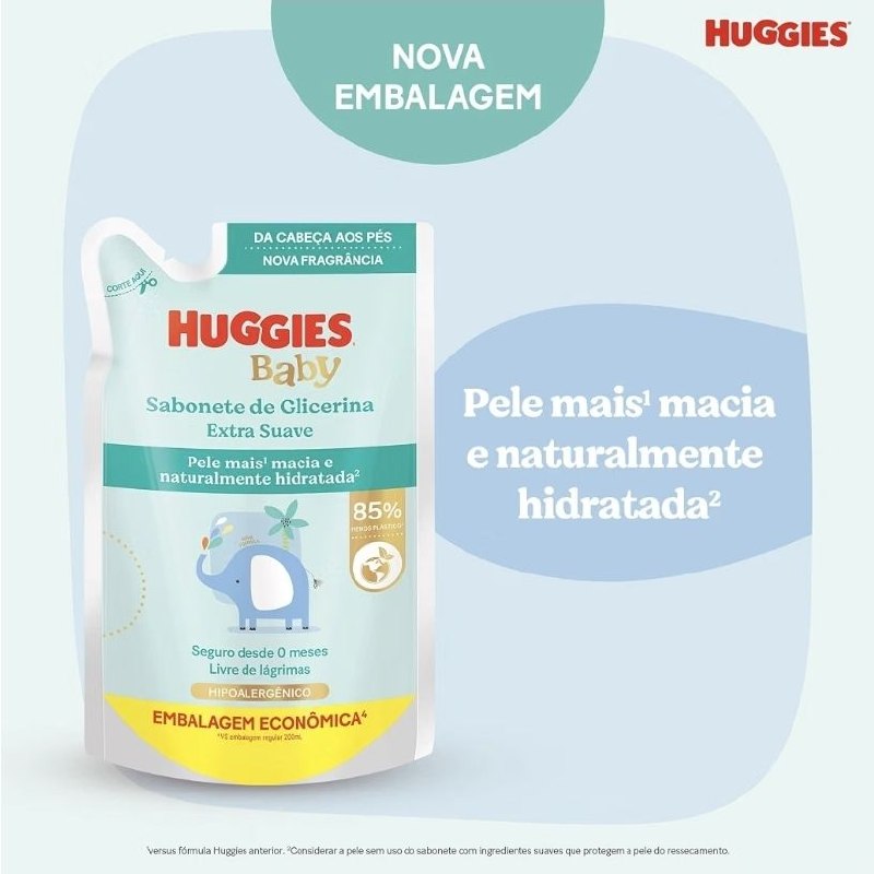 Sabonete Líquido Refil Huggies Extra Suave, 200ml