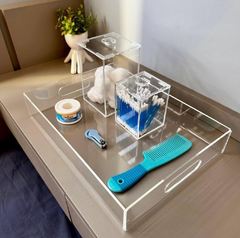 🫧 Kit Higiene para Bebê com Bandeja e 2 Potes Organizadores