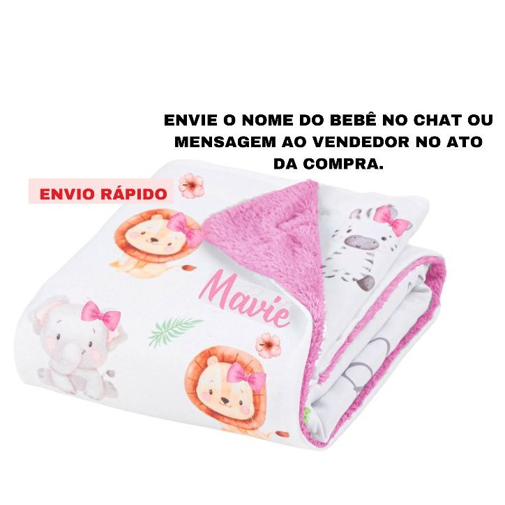🛍️ Manta Bebê Personalizada com o Nome do seu Bebê, (sem bolinhas) 70x80 cm.