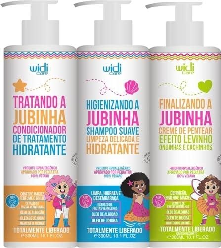 🛍️ Kit Infantil Widi Care Jubinha Shampoo Condicionador Creme de Pentear Levinho 300ml