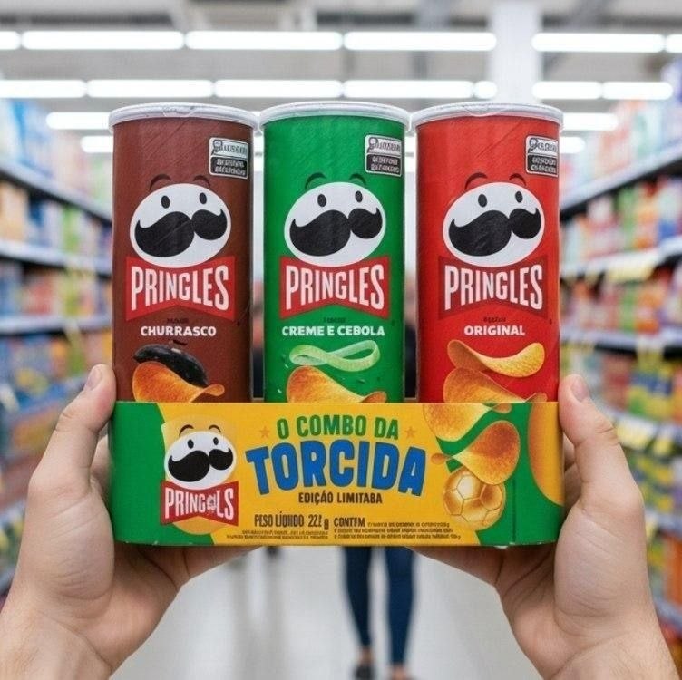 Salgadinho Batata Frita Pringles Tripack Festa do Futebol 322g