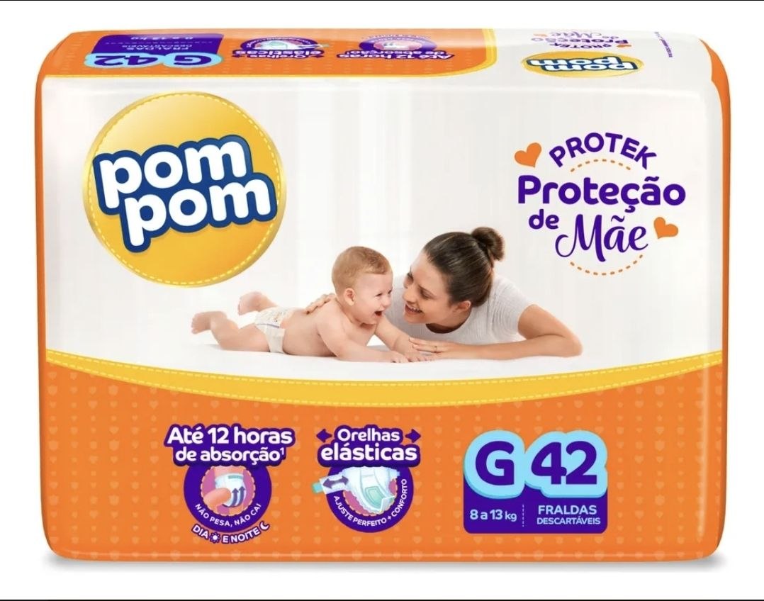 Fralda Pom Pom Protek Proteção de Mãe G com 42