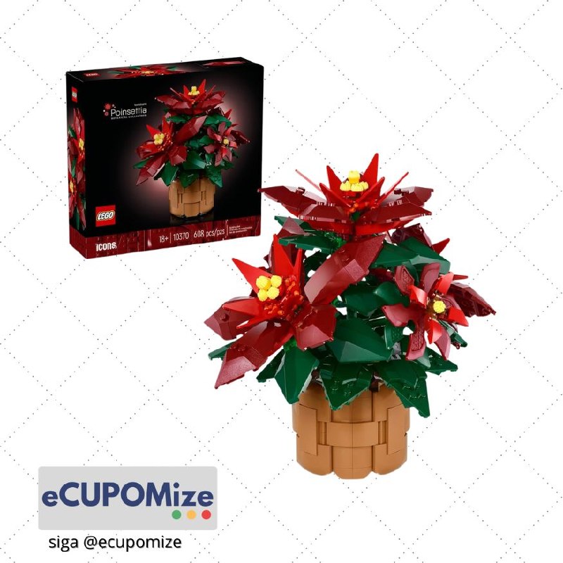 😍 LEGO Icons Poinsétia de Planta Decorativa 10370 (608 Peças)