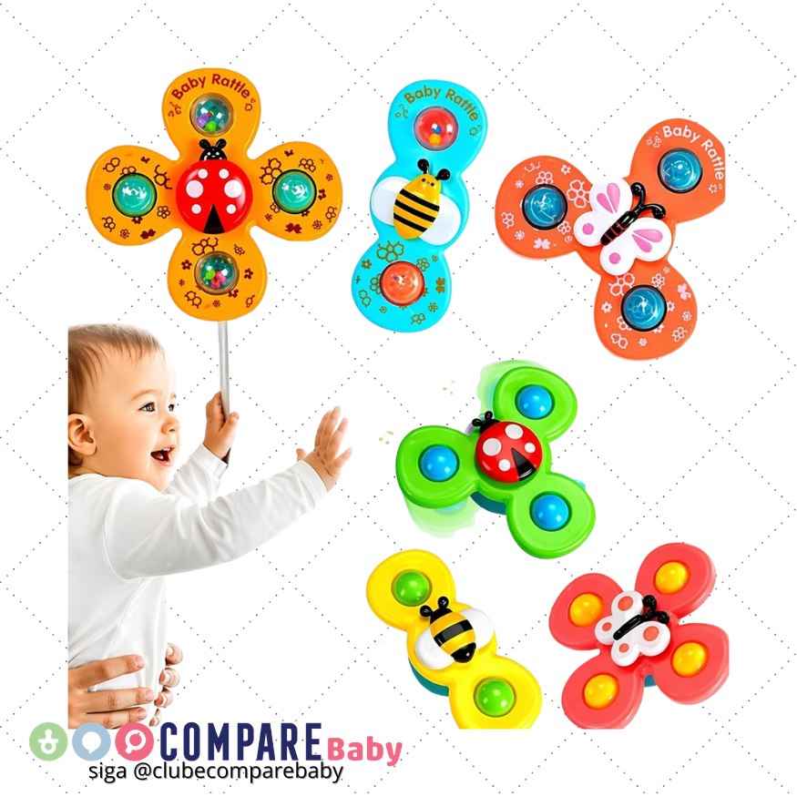 😍 Brinquedo para Bebe Gira Com Estimulo Sensorial Spinner