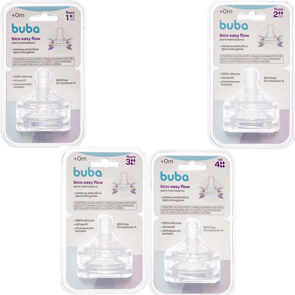 🛍️ Bico Silicone Para Mamadeira Buba 2 unidades Easy Flow
