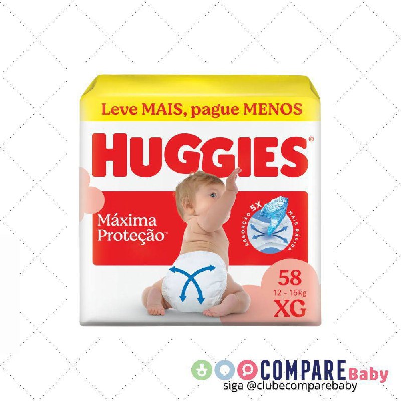 😍 Huggies Fralda Supreme Care Hiper XG 58 unidades