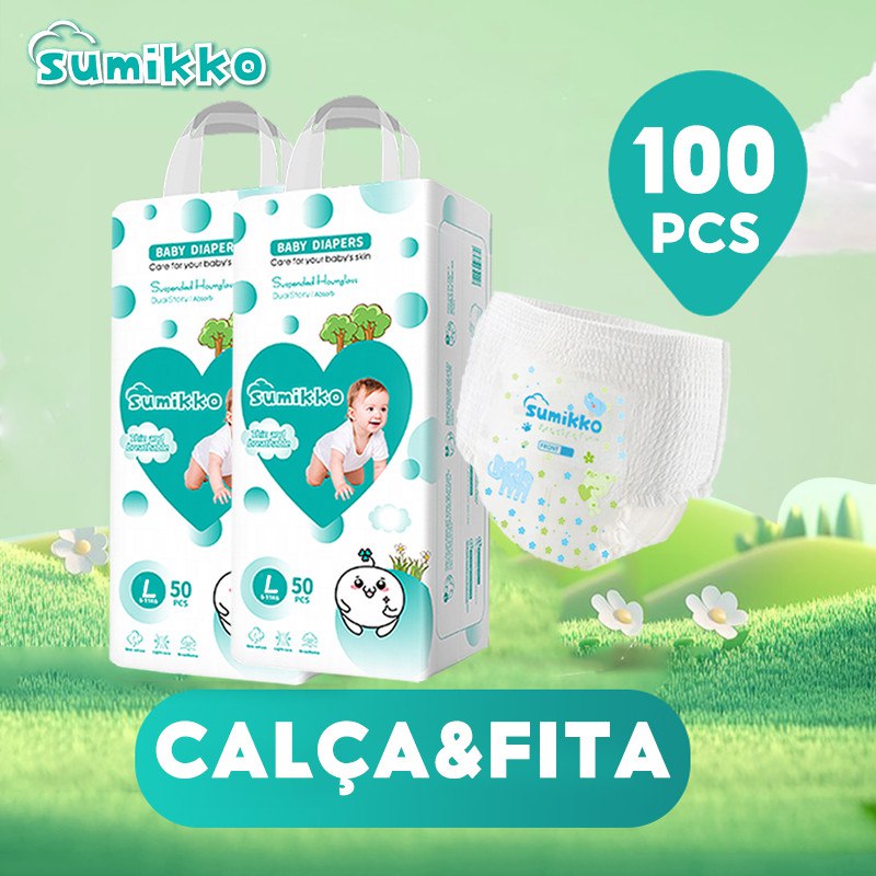 🛍️ SUMIKKO Calça Fraldas 50 e 100 unidade Baby Ajustável total max P/M/G/XG/XXG/XXXG/4XG/