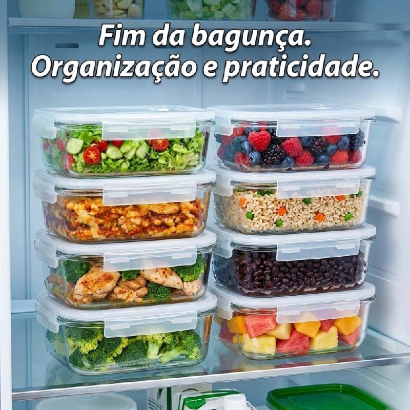 10 POTES DE VIDRO HERMÉTICOS PARA MARMITAS E CONSERVAÇÃO