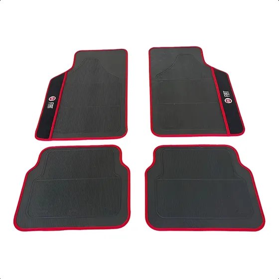 🔥 Kit Tapete Automotivo Borracha 4 Peças Bordado Fiat Vermelho
