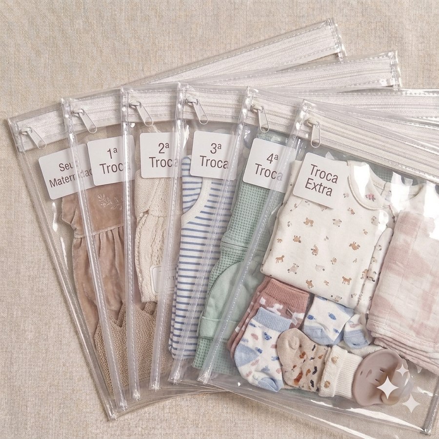 🛍️ Kit 5 Saquinhos Organizadores Saída Maternidade Bebê Creche Viagem Multiuso Sem Cheiro