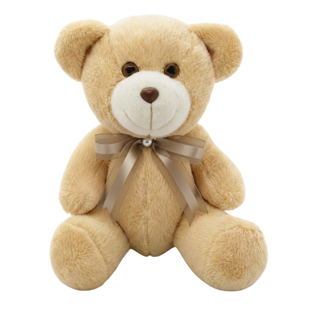 🛍️ Urso de Pelúcia Articulado com Laço 15cm Sentado Decoração Quarto Infantil