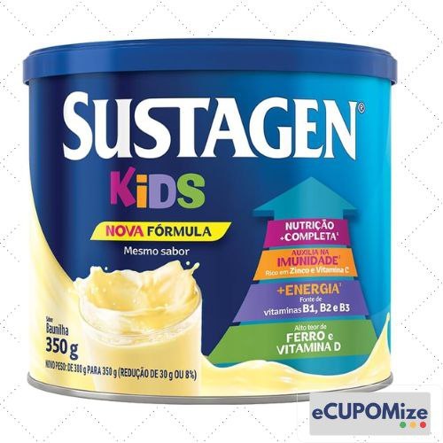 😍 Sustagen Kids Complemento Alimentar Sabor Baunilha - Lata 350G
