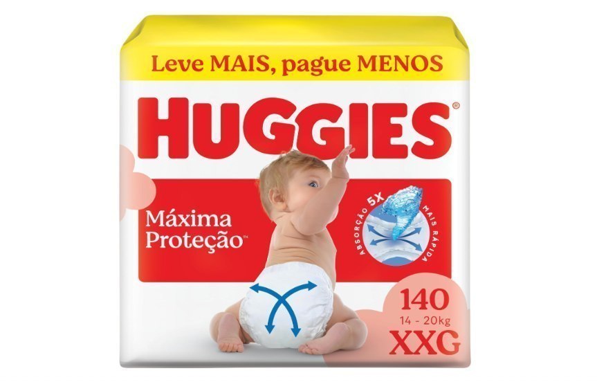 🫧 Fralda Descartável Huggies Máxima Proteção Tamanho XXG 140 unidades – Fralda aberta com