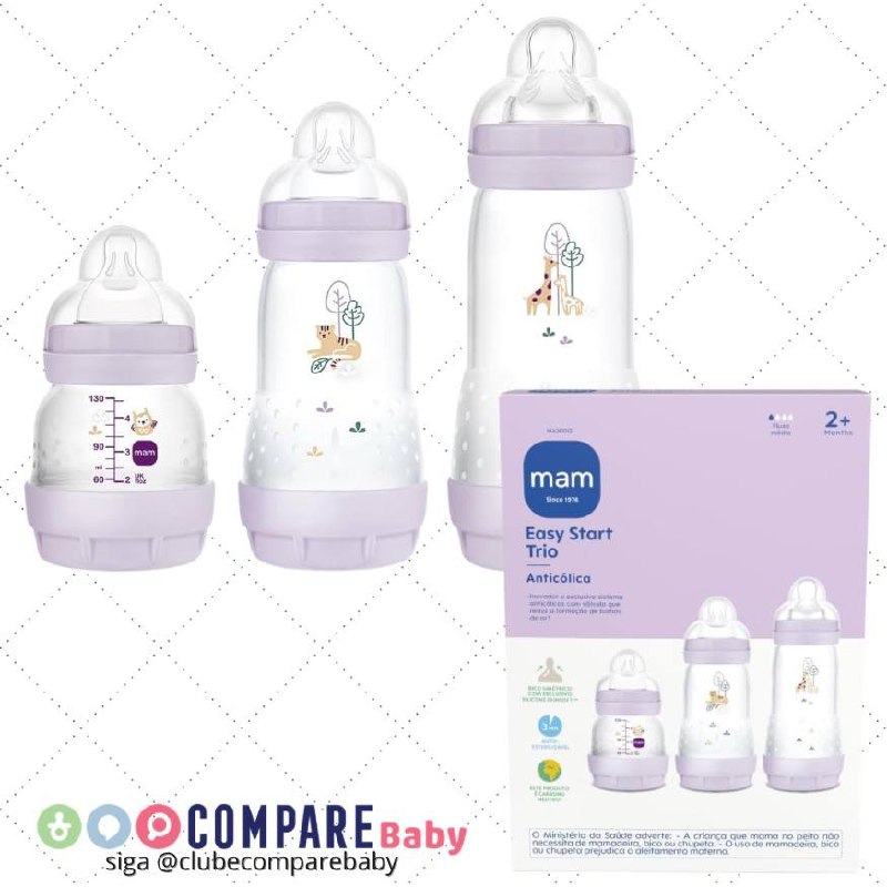 😍 MAMADEIRA MAM EASY START - EASY START TRIO, Lilás (kit com 3)