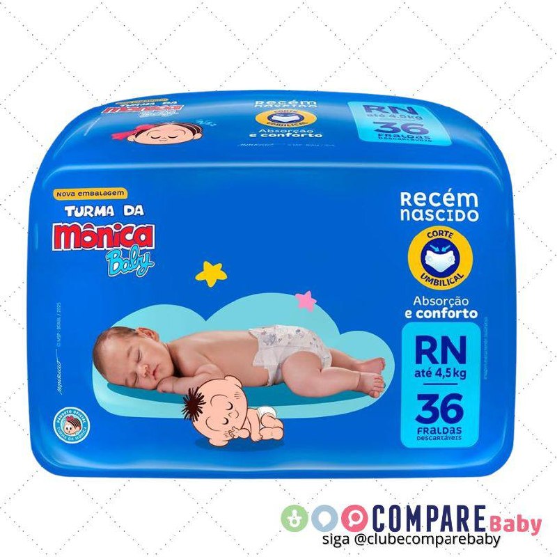 😍 Fralda Turma da Mônica Baby Jumbo RN 36 Unidades