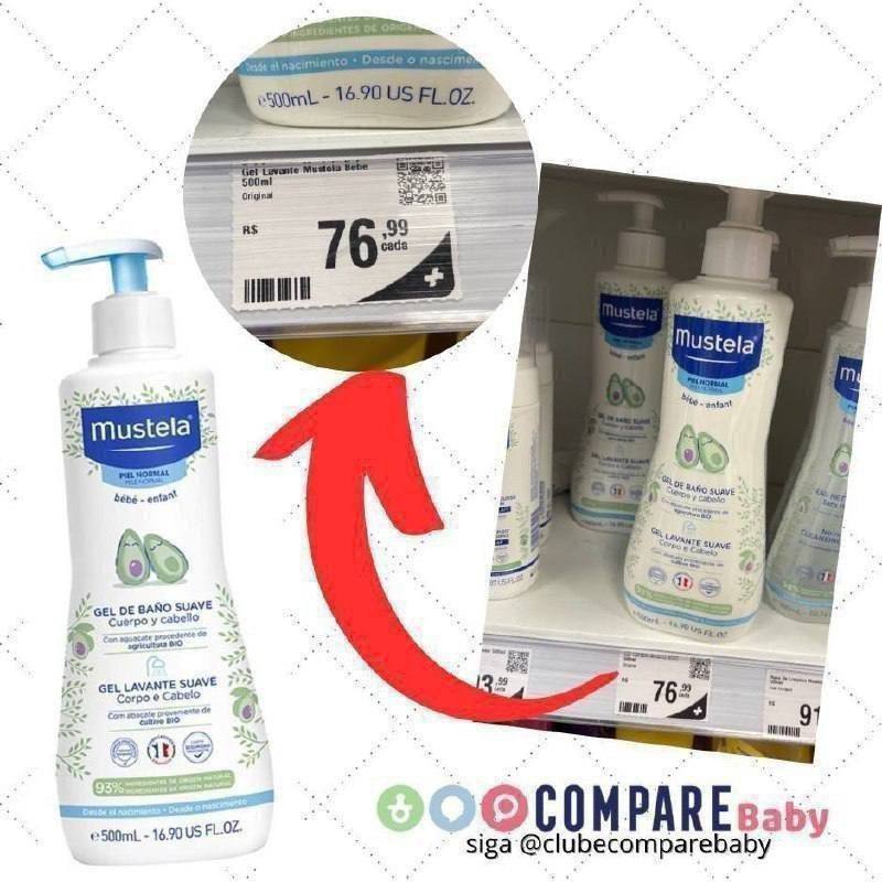 😍 Gel Lavante Sabonete Líquido Hipoalergênico Corpo e Cabelo, Mustela Bebê, Azul, 500Ml