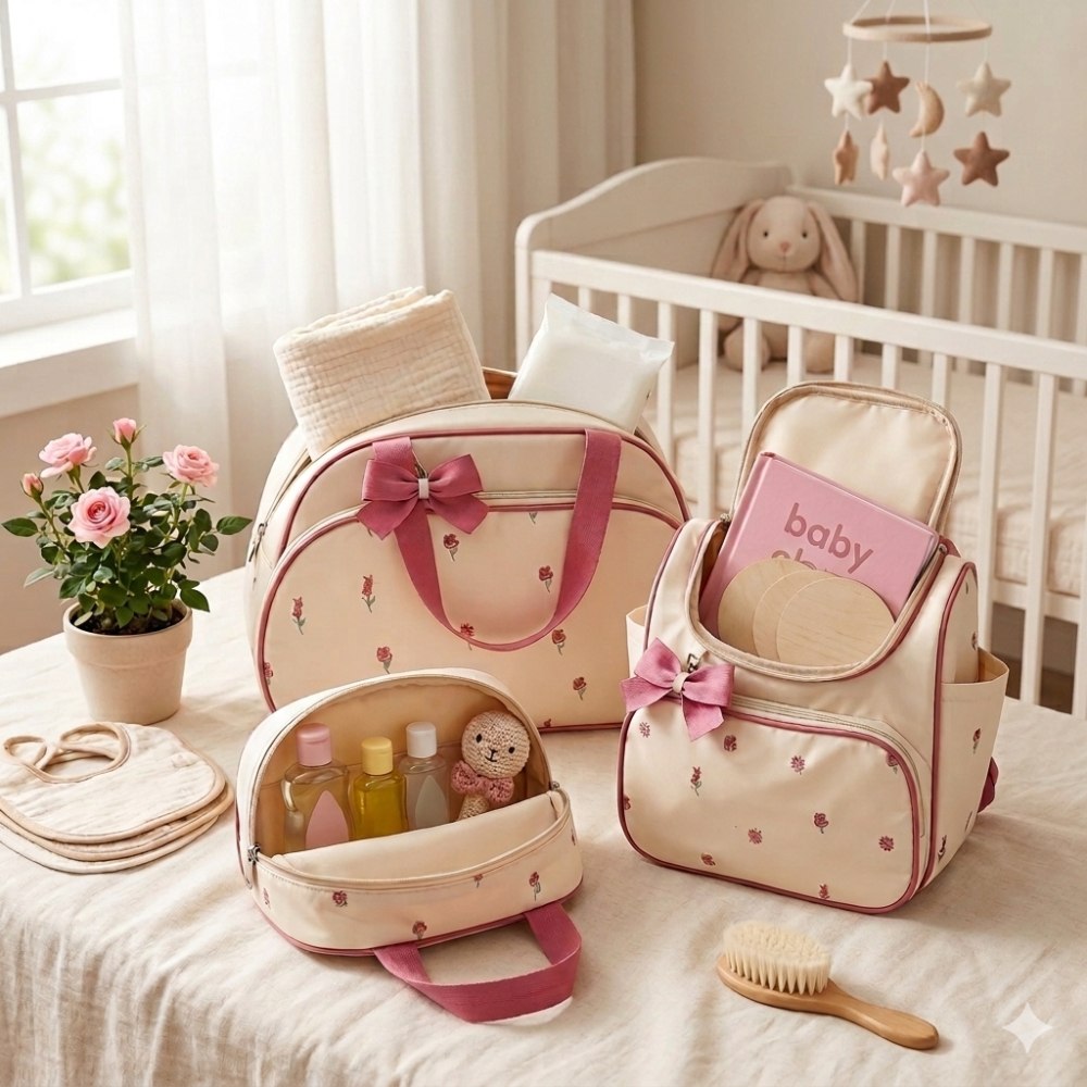 🛍️ Kit 3 Bolsa Maternidade Impermeável Feminino Térmico Gestante Pós Parto Bebê