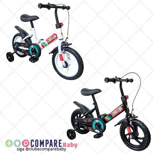 😍 Bicicleta Infantil Aro 12 com Pedal e Rodinhas de Apoio para Menino e Menina, Modelo Ed
